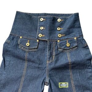 Y2K Insane Corset Button Front Indigo Denim Jeans Women Size 7